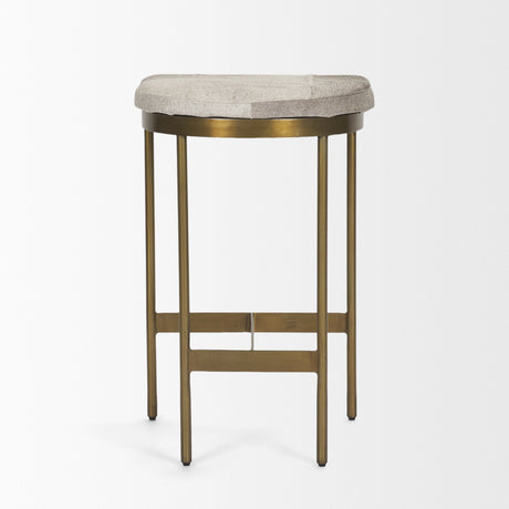 Millie Hair-on-hide Seat W/ Gold Metal Frame Counter Stool by Mercana at Eve Furniture