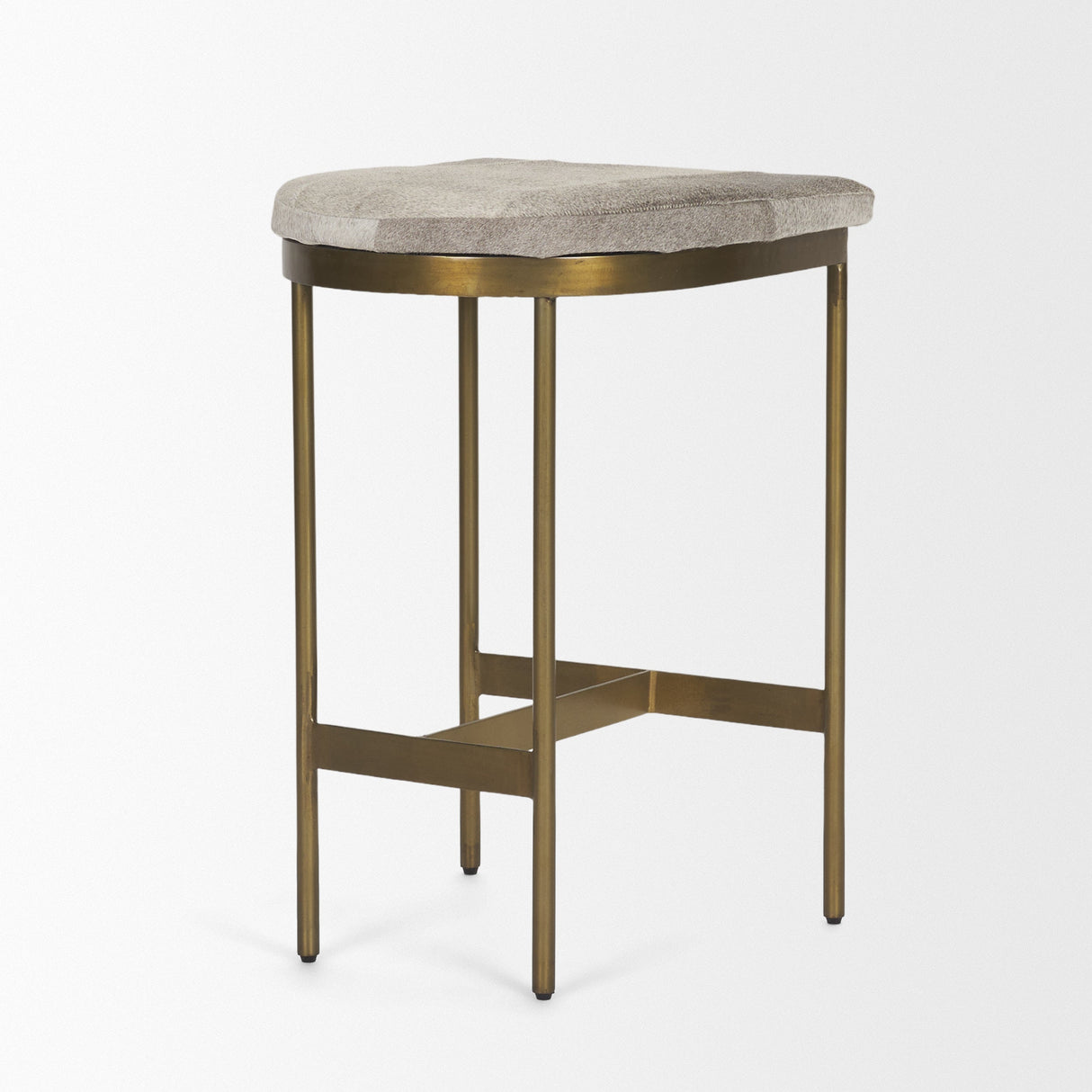 Millie Hair-on-hide Seat W/ Gold Metal Frame Counter Stool by Mercana at Eve Furniture