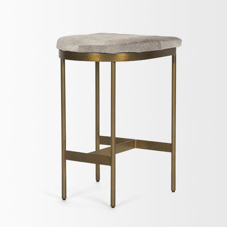 Millie Hair-on-hide Seat W/ Gold Metal Frame Counter Stool by Mercana at Eve Furniture