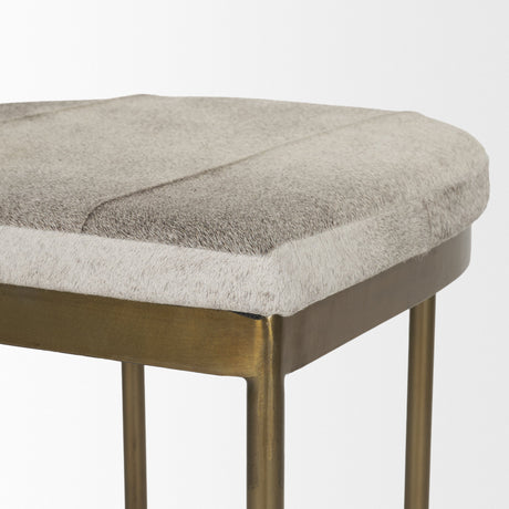 Millie Hair-on-hide Seat W/ Gold Metal Frame Counter Stool by Mercana at Eve Furniture