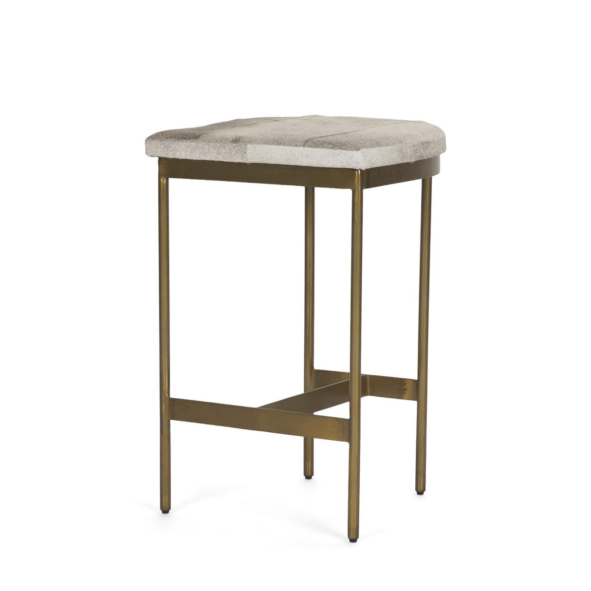 Millie Hair-on-hide Seat W/ Gold Metal Frame Counter Stool by Mercana at Eve Furniture