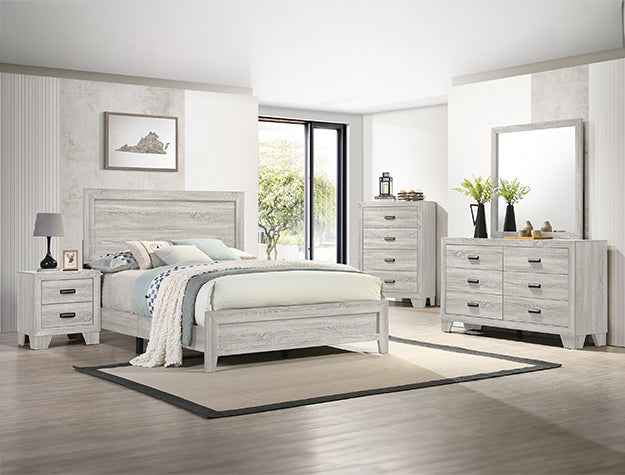 Millie Whitewash Full Panel Bed