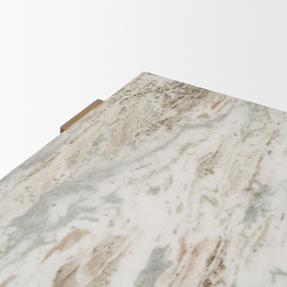 Milos Pink Marble Top w/ Light Brown Oak Wood Coffee Table by Mercana at Eve Furniture