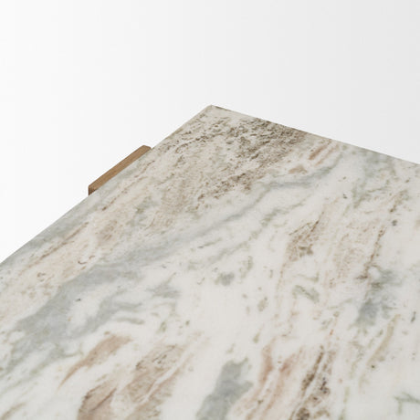 Milos Pink Marble Top w/ Light Brown Oak Wood Coffee Table by Mercana at Eve Furniture