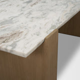 Milos Pink Marble Top w/ Light Brown Oak Wood Coffee Table by Mercana at Eve Furniture