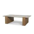 Milos Pink Marble Top w/ Light Brown Oak Wood Coffee Table by Mercana at Eve Furniture