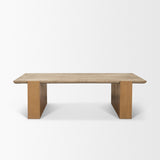 Milos Travertine Top w/ Light Brown Oak Wood Coffee Table by Mercana at Eve Furniture