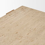 Milos Travertine Top w/ Light Brown Oak Wood Coffee Table by Mercana at Eve Furniture