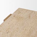 Milos Travertine Top w/ Light Brown Oak Wood Console Table by Mercana at Eve Furniture