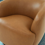 Mina 32" W Tan Vegan Leather Upholstered Swivel Barrel Chair by Ashcroft Imports at Eve Furniture