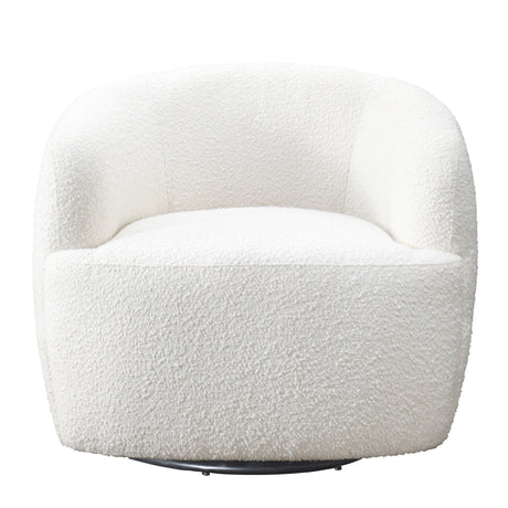 Mina White Boucle Swivel Chair by Ashcroft Imports at Eve Furniture
