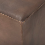 Minara 36" Square Brown Leather Wrapped w/Wood Base Ottoman by Mercana at Eve Furniture