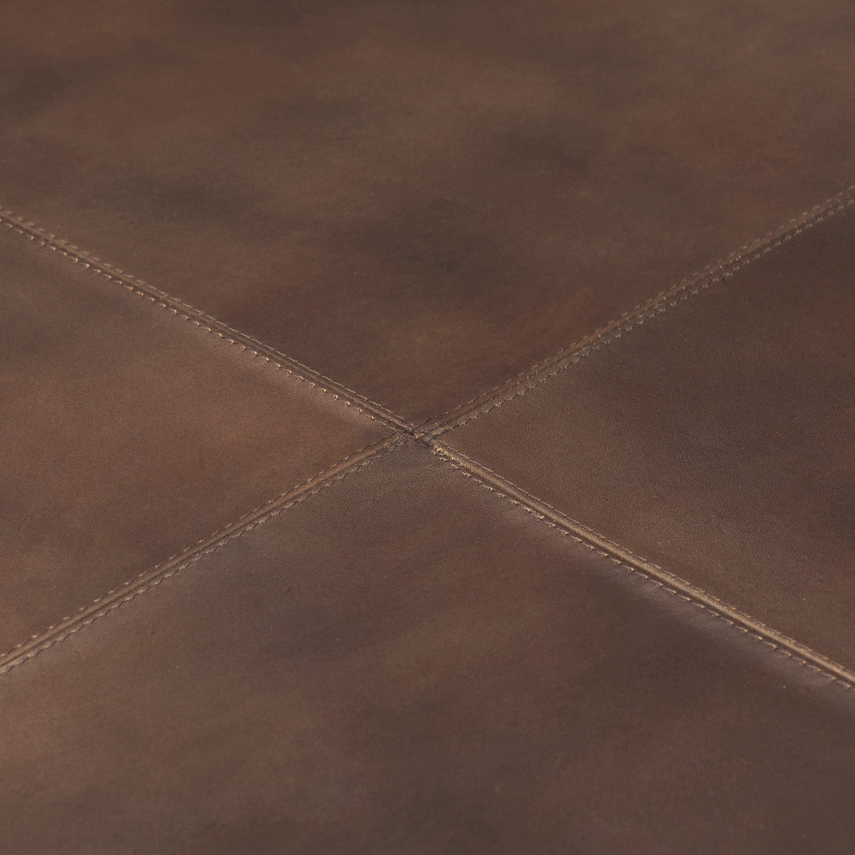 Minara Square Brown Leather Wrapped w/Wood Base Ottoman by Mercana at Eve Furniture