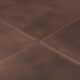 Minara Square Brown Leather Wrapped w/Wood Base Ottoman by Mercana at Eve Furniture
