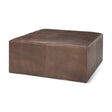 Minara Square Brown Leather Wrapped w/Wood Base Ottoman by Mercana at Eve Furniture