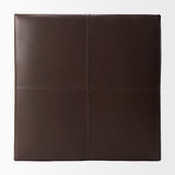 Minara Square Dark Brown Leather Wrapped Ottoman by Mercana at Eve Furniture
