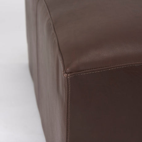Minara Square Dark Brown Leather Wrapped Ottoman by Mercana at Eve Furniture