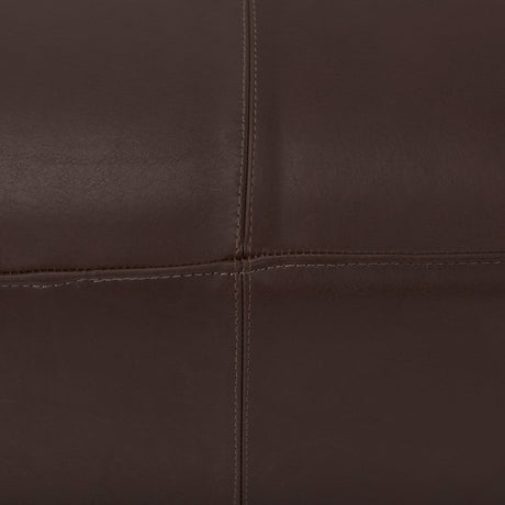 Minara Square Dark Brown Leather Wrapped Ottoman by Mercana at Eve Furniture