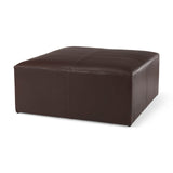 Minara Square Dark Brown Leather Wrapped Ottoman by Mercana at Eve Furniture