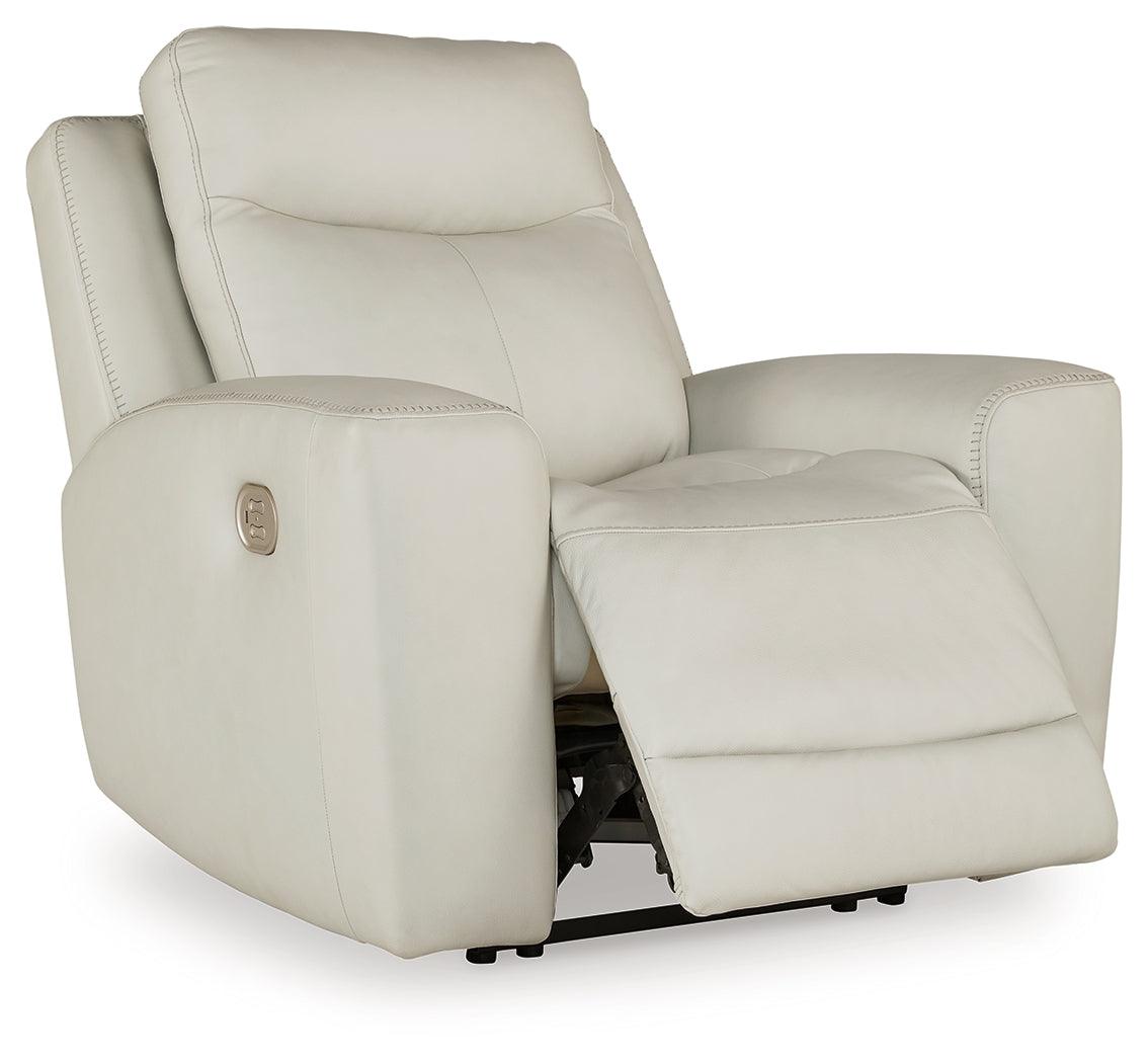 Mindanao Coconut Dual Power Leather Recliner by Ashley at Eve Furniture