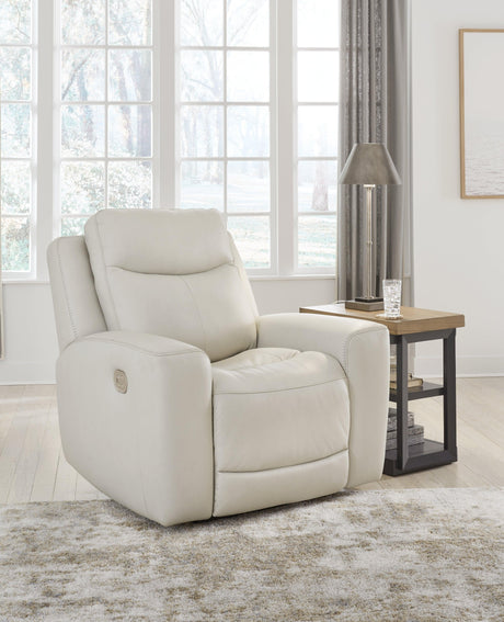 Mindanao Coconut Dual Power Leather Recliner by Ashley at Eve Furniture