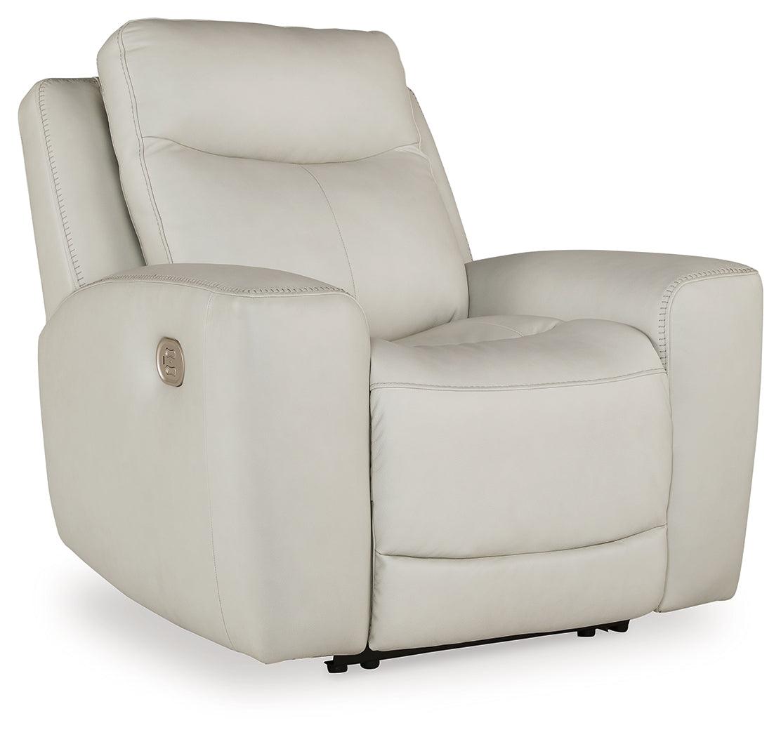 Mindanao Coconut Dual Power Leather Recliner by Ashley at Eve Furniture