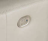 Mindanao Coconut Dual Power Leather Reclining Loveseat with Console by Ashley at Eve Furniture