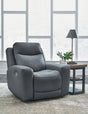 Mindanao Steel Dual Power Leather Recliner by Ashley at Eve Furniture