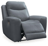 Mindanao Steel Dual Power Leather Recliner by Ashley at Eve Furniture