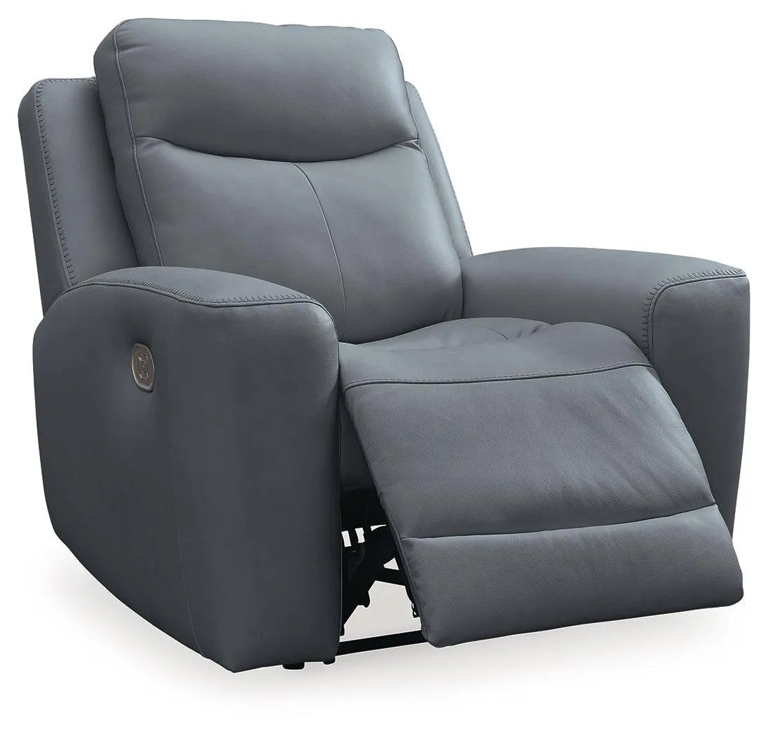 Mindanao Steel Dual Power Leather Recliner by Ashley at Eve Furniture
