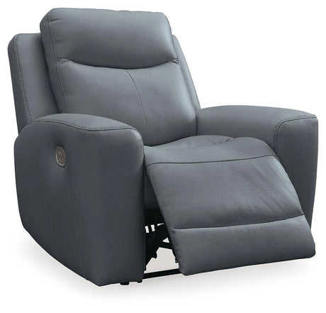 Mindanao Steel Dual Power Leather Recliner by Ashley at Eve Furniture