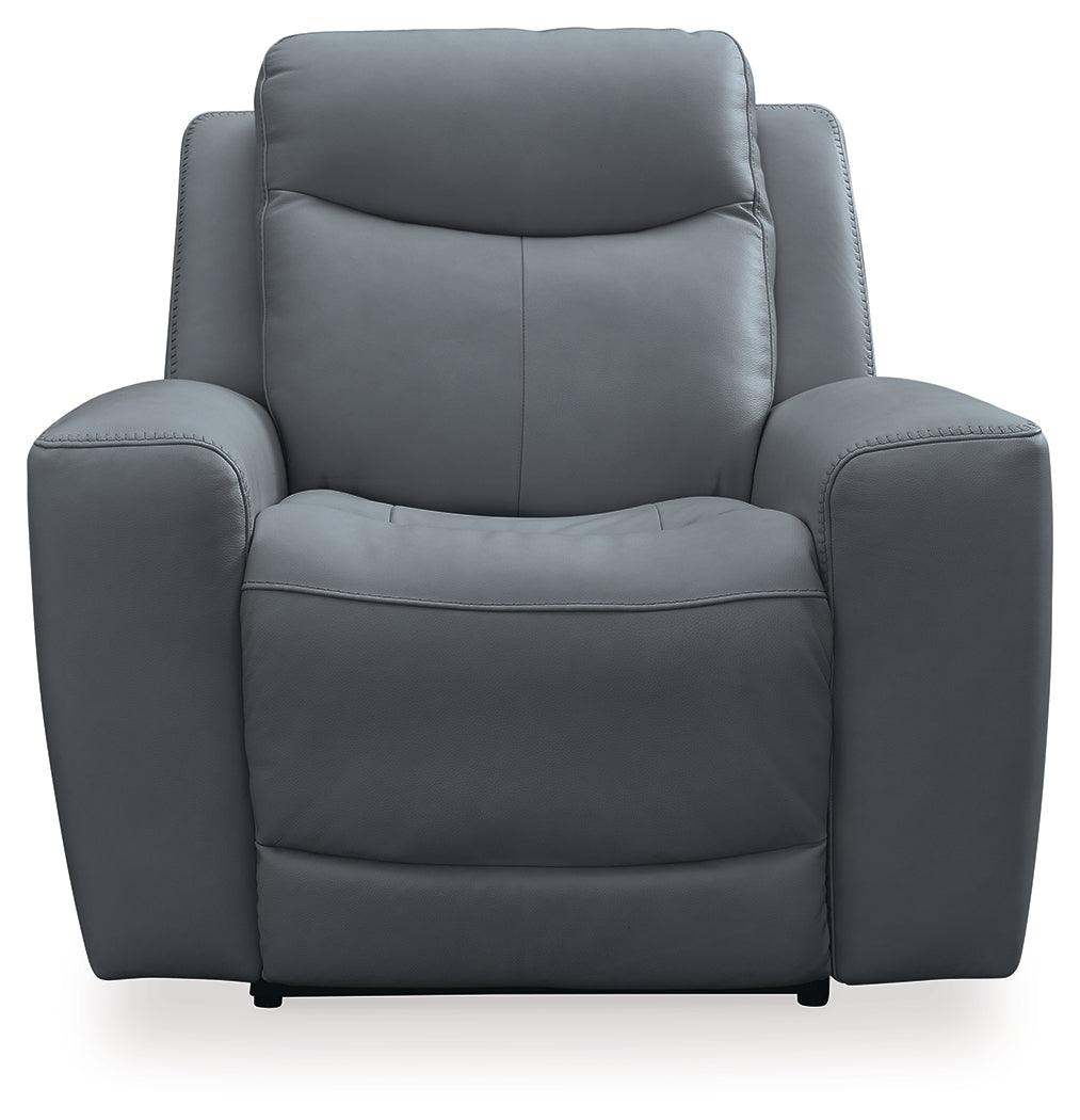 Mindanao Steel Dual Power Leather Recliner by Ashley at Eve Furniture
