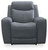 Mindanao Steel Dual Power Leather Recliner by Ashley at Eve Furniture