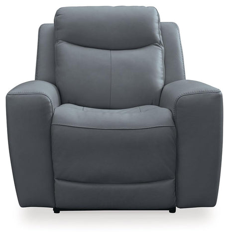 Mindanao Steel Dual Power Leather Recliner by Ashley at Eve Furniture