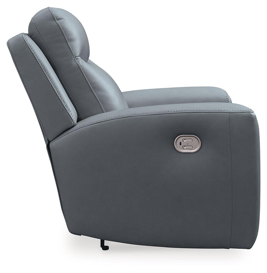 Mindanao Steel Dual Power Leather Recliner by Ashley at Eve Furniture