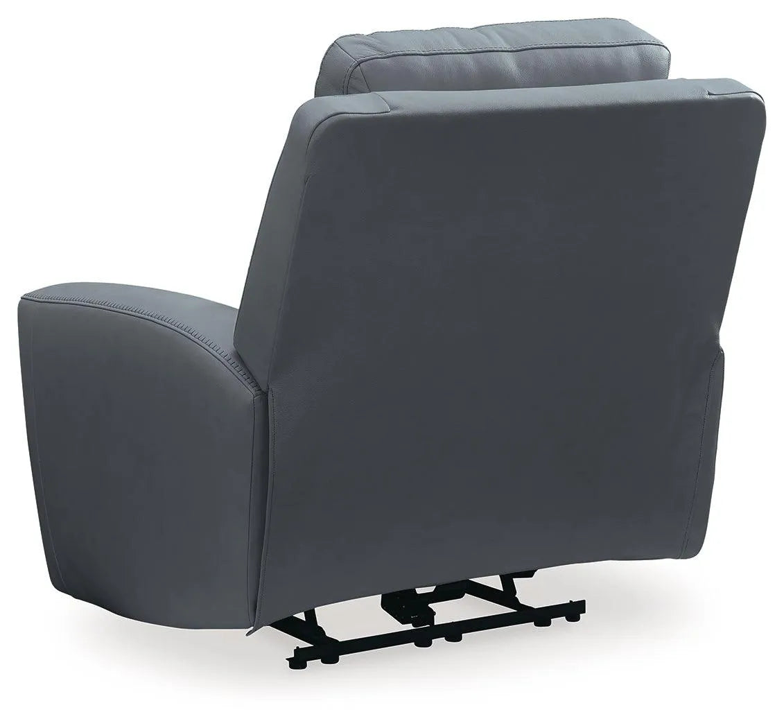 Mindanao Steel Dual Power Leather Recliner by Ashley at Eve Furniture