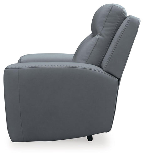 Mindanao Steel Dual Power Leather Recliner by Ashley at Eve Furniture