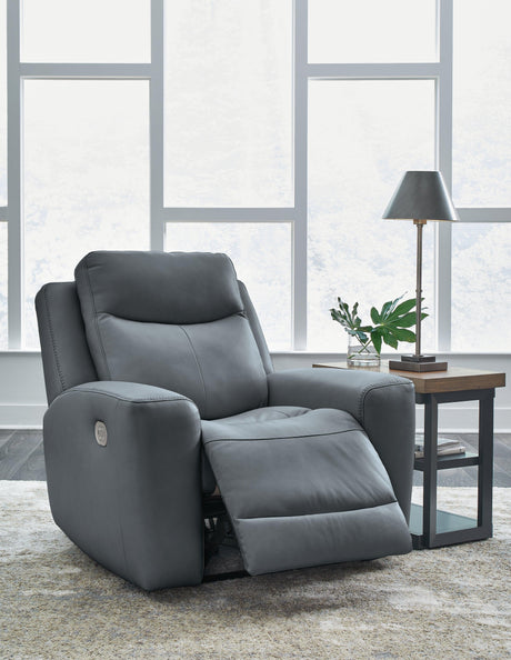 Mindanao Steel Dual Power Leather Recliner by Ashley at Eve Furniture