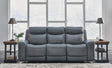 Mindanao Steel Dual Power Leather Reclining Sofa by Ashley at Eve Furniture