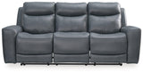 Mindanao Steel Dual Power Leather Reclining Sofa by Ashley at Eve Furniture
