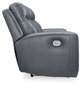 Mindanao Steel Dual Power Leather Reclining Sofa by Ashley at Eve Furniture