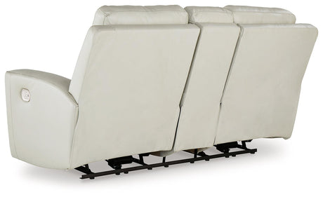 Mindanao Coconut Dual Power Leather Reclining Loveseat with Console by Ashley at Eve Furniture