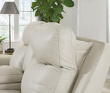Mindanao Coconut Dual Power Leather Reclining Loveseat with Console by Ashley at Eve Furniture