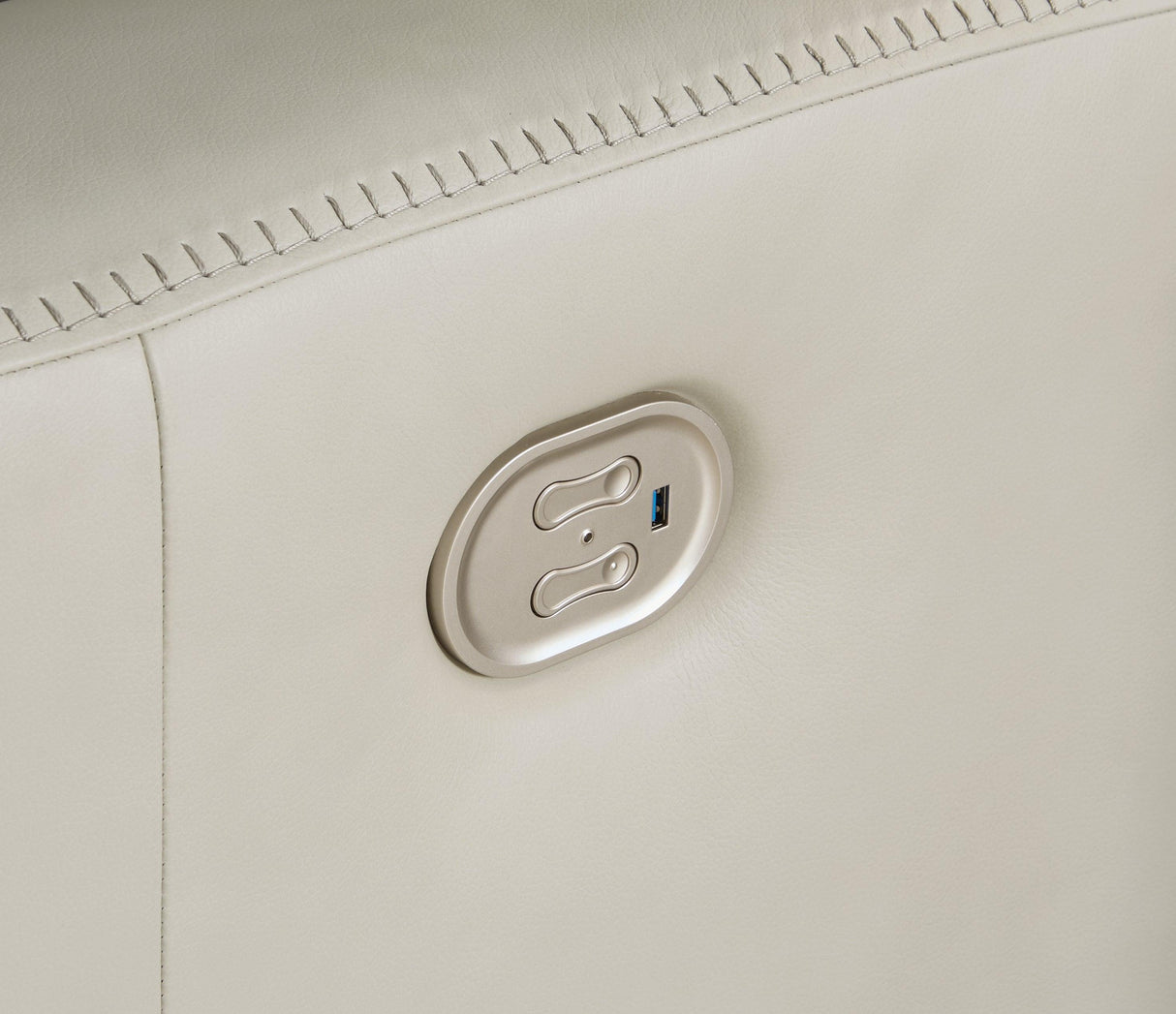 Mindanao Coconut Dual Power Leather Reclining Loveseat with Console by Ashley at Eve Furniture