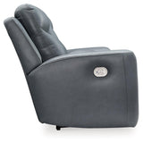 Mindanao Steel Dual Power Leather Reclining Loveseat with Console by Ashley at Eve Furniture