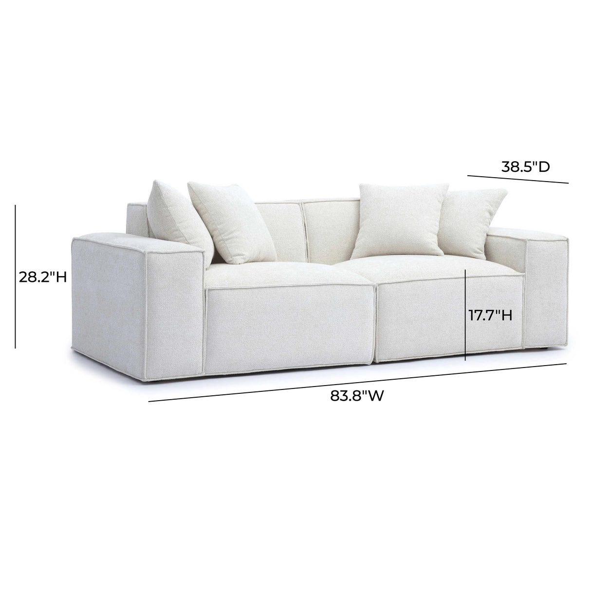Mindy 84" Chenille Basketweave Modular Loveseat by TOV Furniture at Eve Furniture