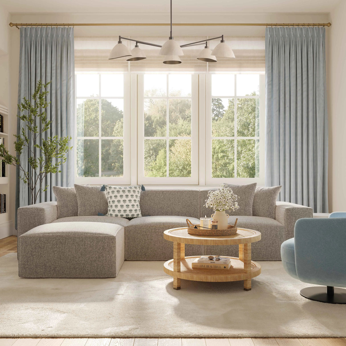 Mindy 84" Chenille Basketweave Modular Loveseat by TOV Furniture at Eve Furniture