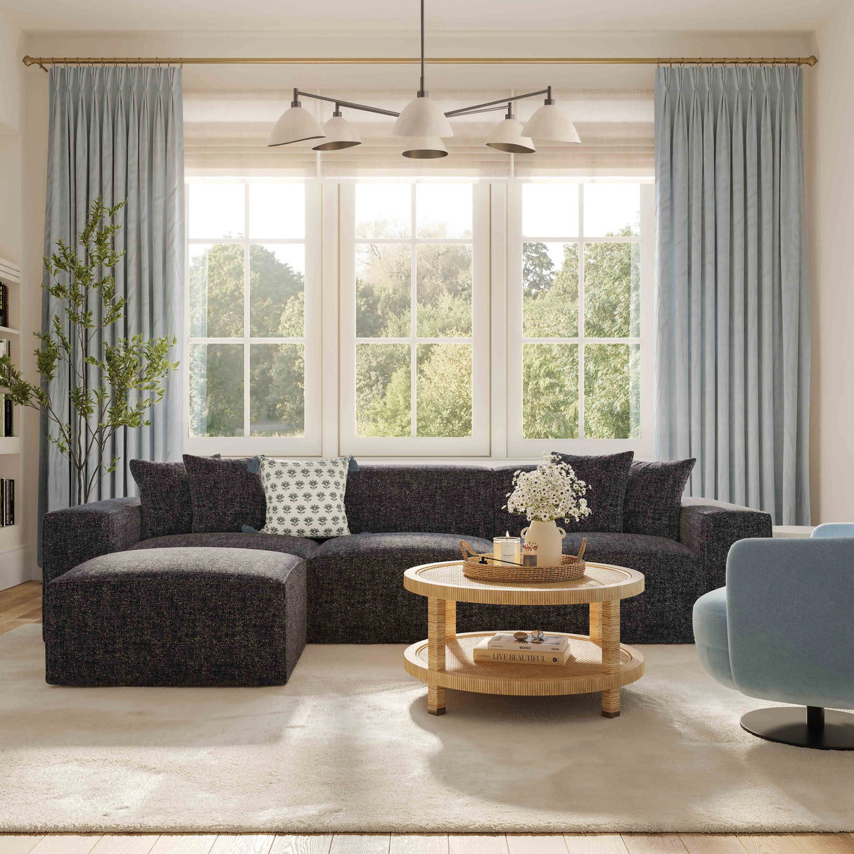 Mindy 84" Chenille Basketweave Modular Loveseat by TOV Furniture at Eve Furniture