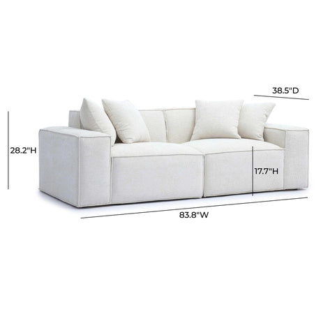 Mindy 84" Chenille Basketweave Modular Loveseat by TOV Furniture at Eve Furniture