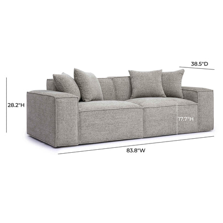 Mindy 84" Chenille Basketweave Modular Loveseat by TOV Furniture at Eve Furniture